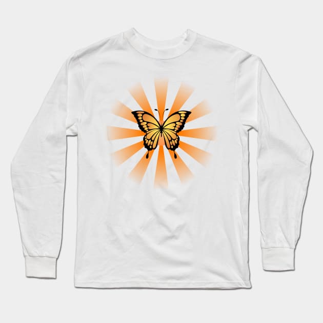 Orange Butterfly with the Sun Long Sleeve T-Shirt by Kahytal